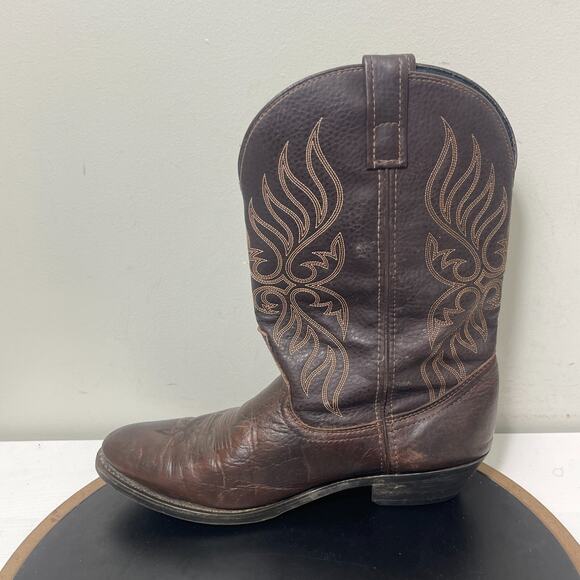 Laredo‎ Cowboy Boots Women 6.5 M Brown Leather Vamp Faux Shaft Western Style - Picture 7 of 11